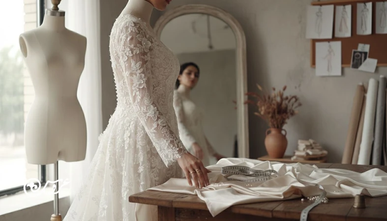 مقایسه مزون یا دوخت لباس عروس در آتلیه با لباس روی مانکن و نمونه پارچه؛ مناسب برای مقاله هزینه واقعی لباس عروس