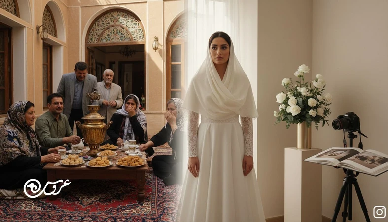 تصویر واقع گرایانه از تحول عروسی در ایران؛ عروس ایرانی بین فضای سنتی خانه و فضای مدرن تالار، نماد تفاوت عروسی قدیم و جدید