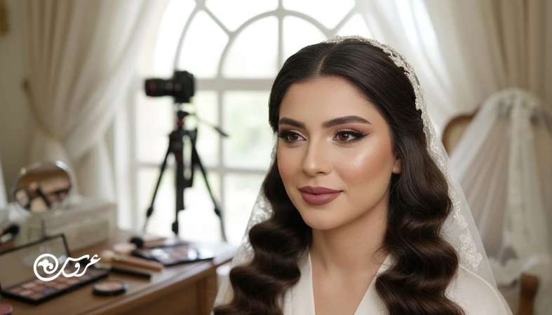مقایسه میکاپ عروس طبیعی و غلیظ زیر نور طبیعی و نور عکاسی برای انتخاب آرایش عروس مناسب عکس