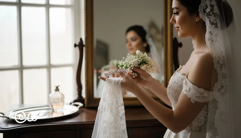 راهنمای انتخاب تور یا تاج عروس یا گل برای استایل عروس با توجه به مدل لباس و فرم صورت